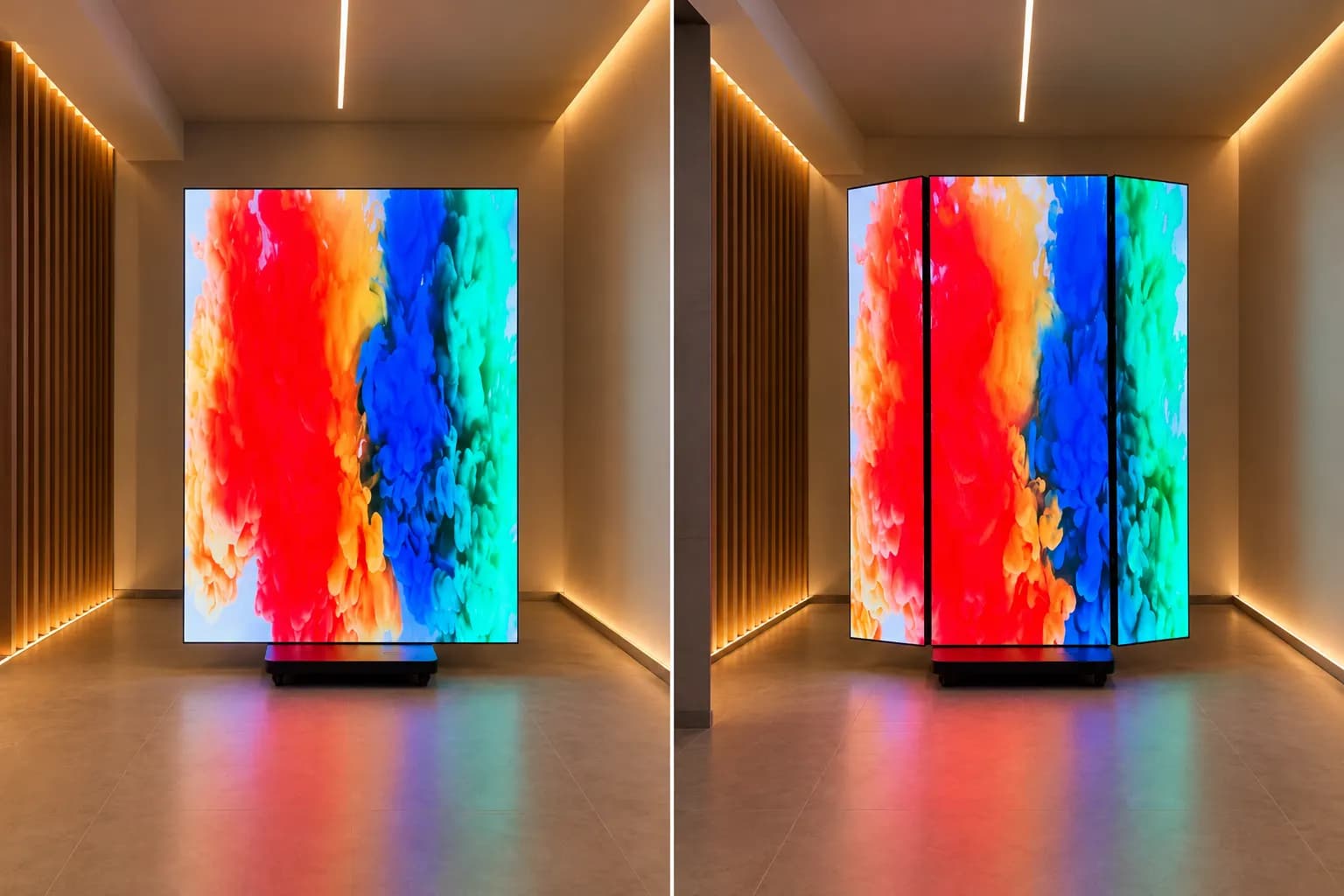 24PULSAR preklopni LED ekran — 24PULSAR, Usporedba ravnog i sklopivog LED zaslona